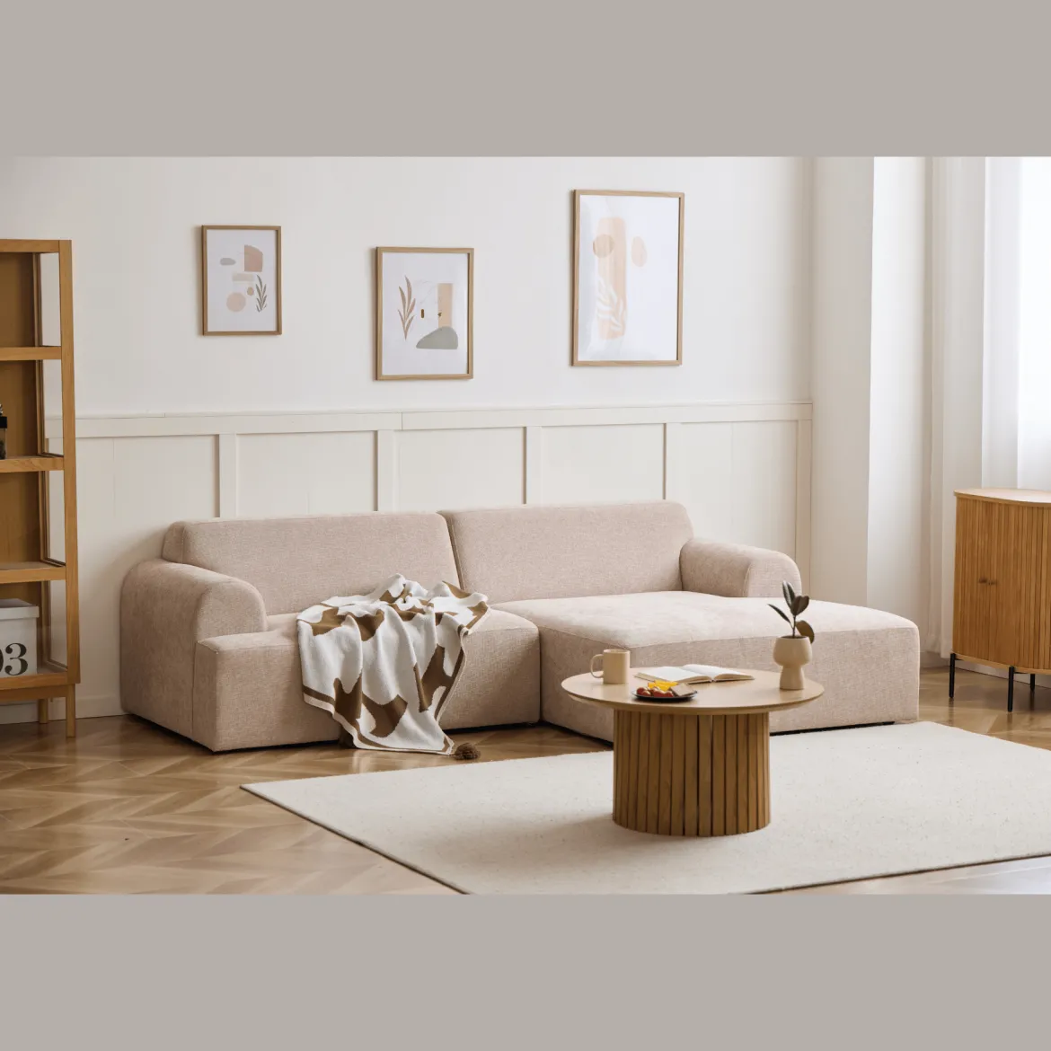 Arianna chaiselong sofa cream - Venstrevendt