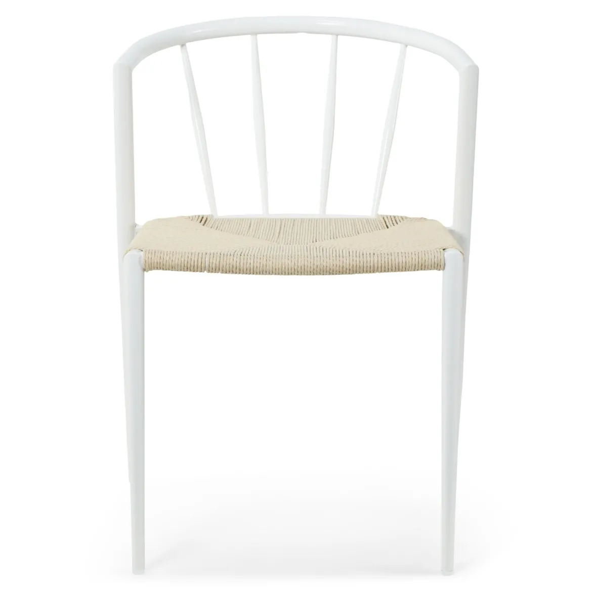 Bella spisebordsstol - Hvid med fletsæde