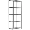 Bianca sort bogreol med glashylder 80x35x180 cm