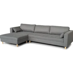 Brandy - Højrevendt og venstrevendt vendbar chaiselong sofa grå - L: 290 x D: 96 x H: 80 cm
