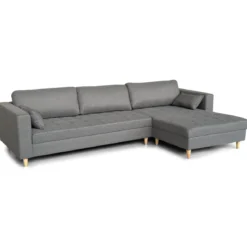 Brandy - Højrevendt og venstrevendt vendbar chaiselong sofa grå - L: 290 x D: 96 x H: 80 cm