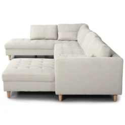 Brandy - højrevendt u-sofa i beige med chaiselong - L: 366 x D: 211 x H: 80 cm