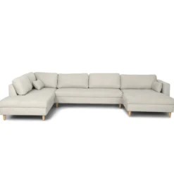 Brandy - højrevendt u-sofa i beige med chaiselong - L: 366 x D: 211 x H: 80 cm
