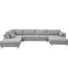 Brandy - højrevendt u-sofa i grå med chaiselong - L: 366 x D: 211 x H: 80 cm