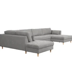 Brandy - højrevendt u-sofa i grå med chaiselong - L: 366 x D: 211 x H: 80 cm