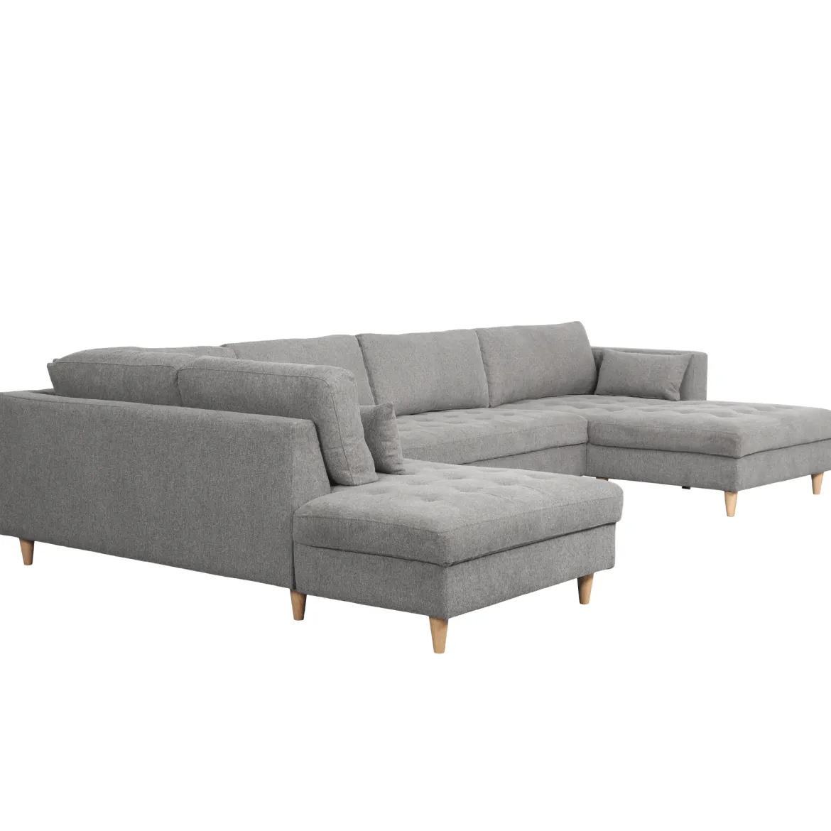 Brandy - højrevendt u-sofa i grå med chaiselong - L: 366 x D: 211 x H: 80 cm