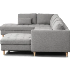 Brandy - højrevendt u-sofa i grå med chaiselong - L: 366 x D: 211 x H: 80 cm
