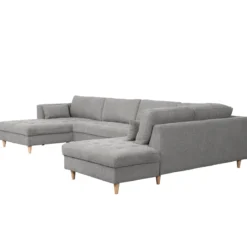 Brandy - venstrevendt u-sofa i grå med chaiselong - L: 366 x D: 211 x H: 80 cm