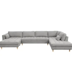 Brandy - venstrevendt u-sofa i grå med chaiselong - L: 366 x D: 211 x H: 80 cm