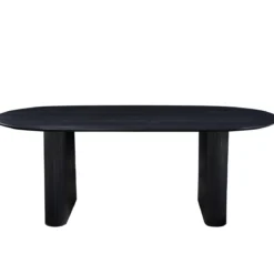 Carisma sort ovalt lamel spisebord 200 x 100 cm med søjleben