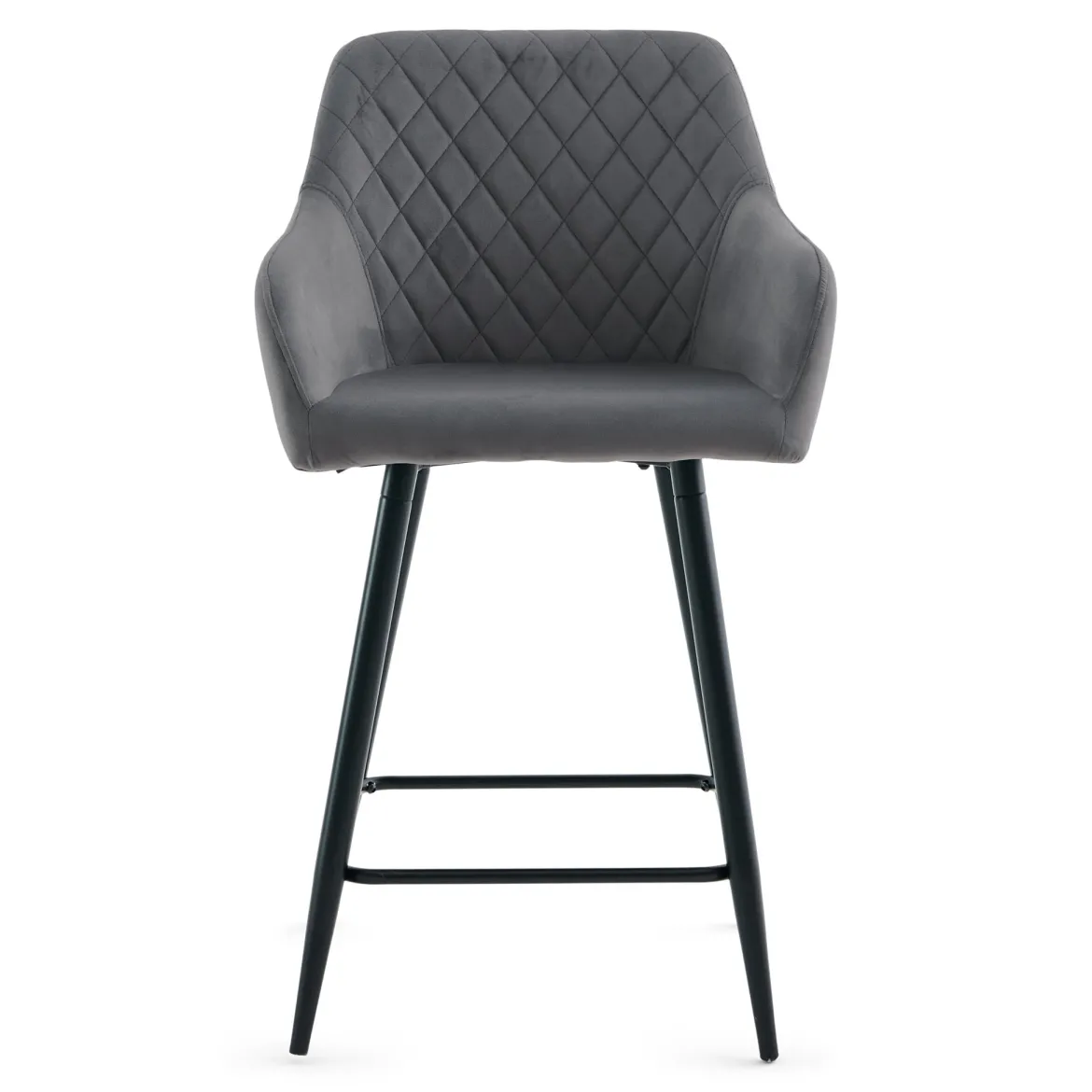 Carlo - barstol grå velour med armlæn 65 cm