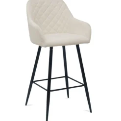 Carlo barstol - hvidt boucle med armlæn 65 cm