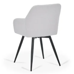 Carlo spisebordsstol - Hvid boucle med drejefunktion 360 grader