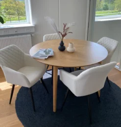 Carlo spisebordsstol - Hvid boucle med drejefunktion 360 grader