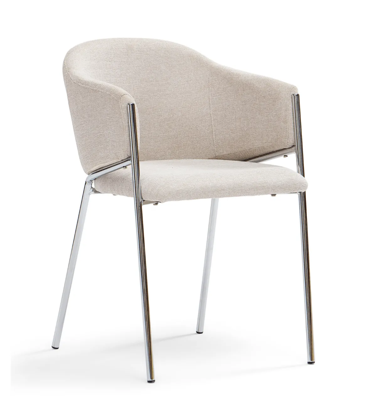 Carolina spisebordsstol i beige tekstil med chrome ben