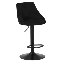 Cassie - Sort justerbar barstol i velour med drejefunktion 360 grader