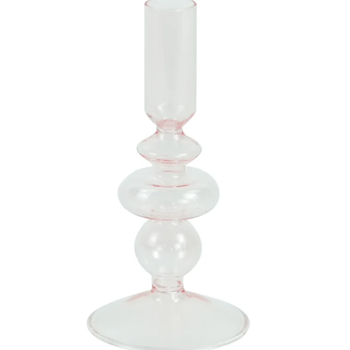 Chicka lysestage glas lyserød 21 cm