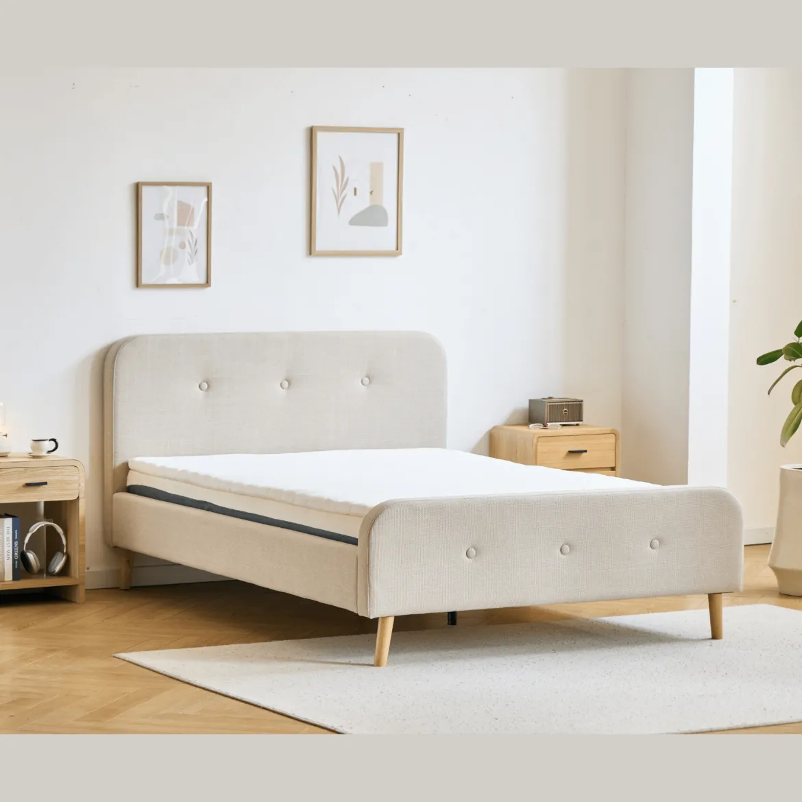 Christian sengeramme i beige 180x200 cm ekskl. sengelameller og madrasser
