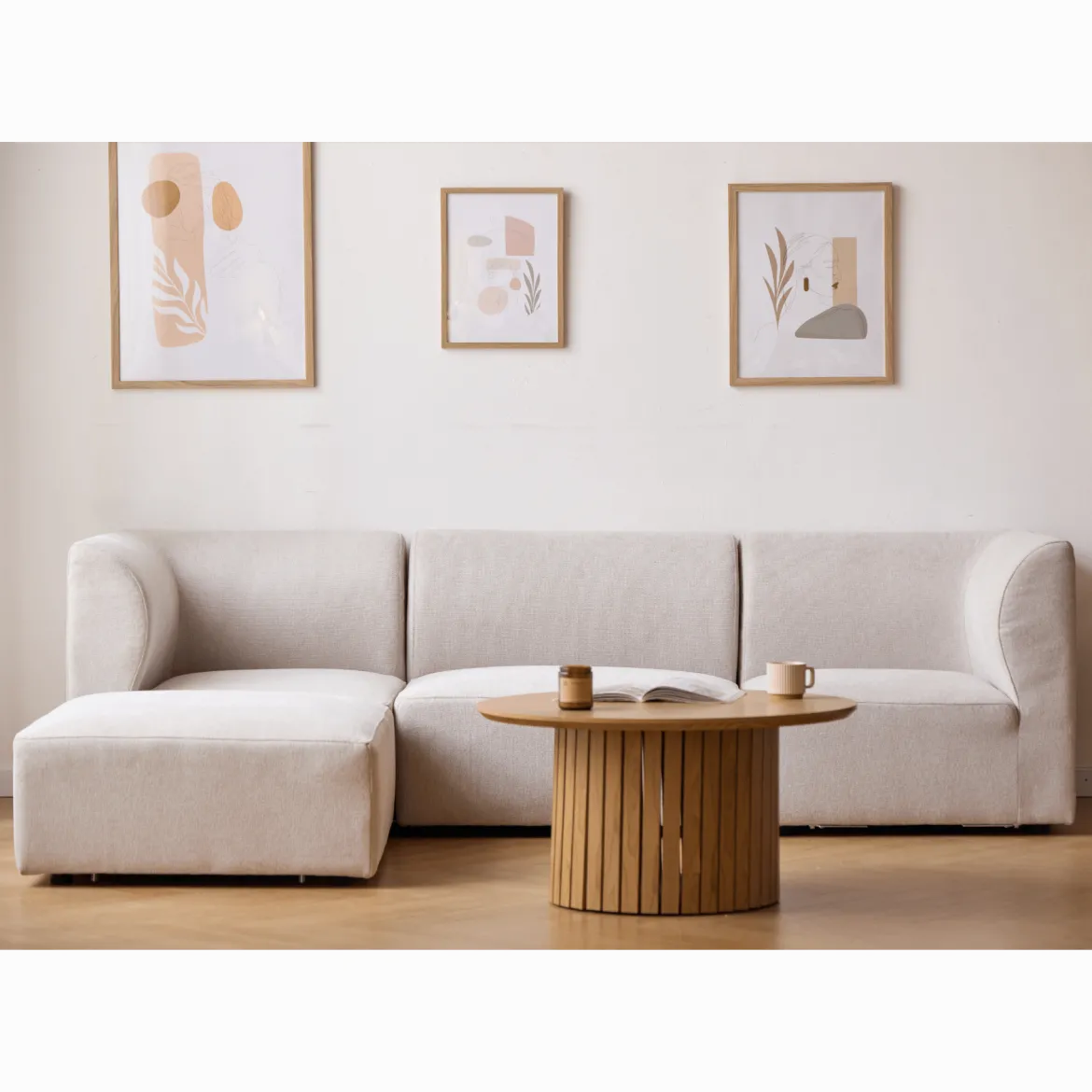 Emilia modulsofa i beige 4 moduler L: 328 X D: 79 X H: 72 cm