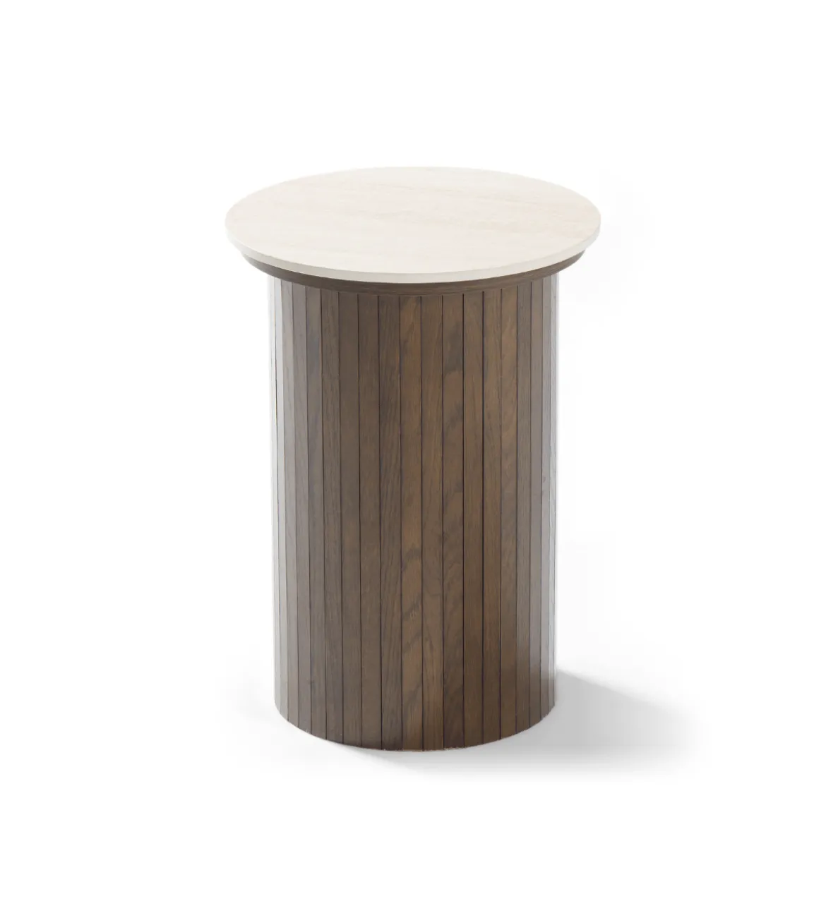 Enzo sidebord i stenbordplade med røget eg lamelfod Ø40 cm