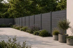 Finley komposithegn afslutningsmodul - H: 180 x L: 185 cm - Antracitgrå/sort