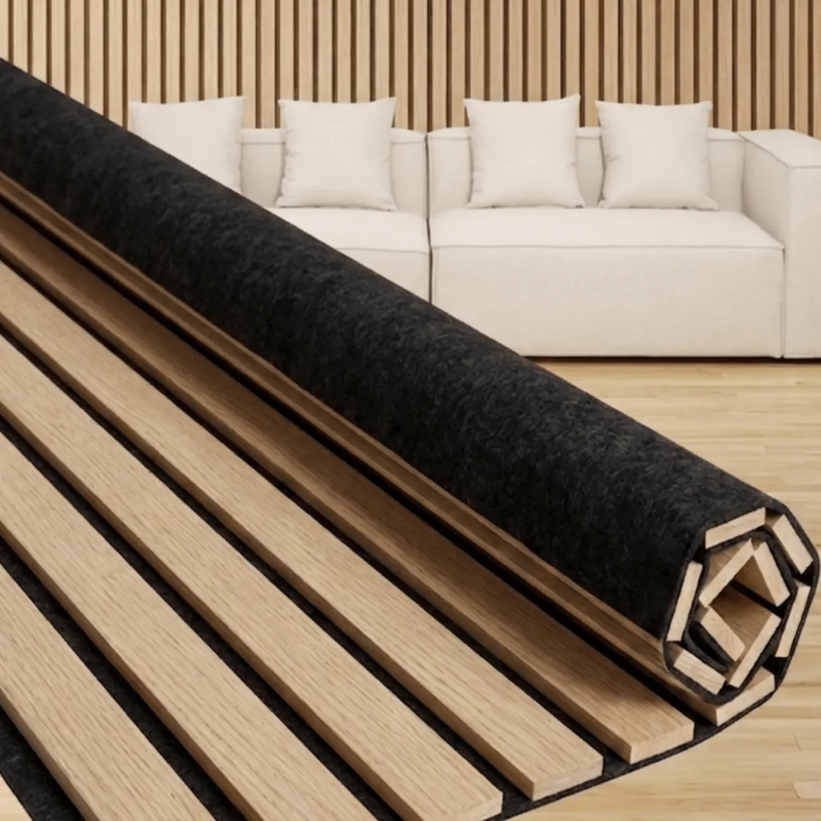 Fleksibel akustikpanel i egetræsfiner 2400x520x18 mm