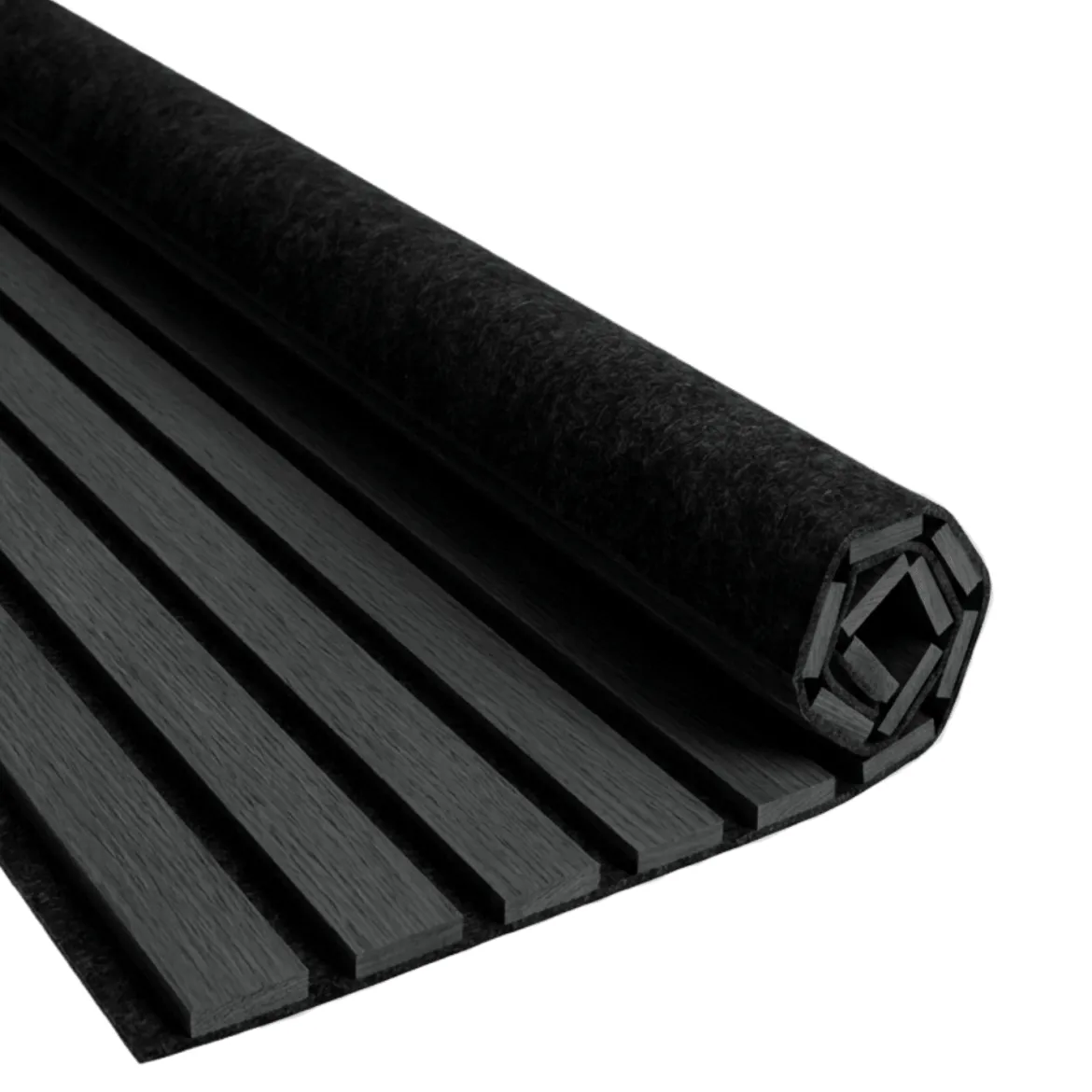 Fleksibel akustikpanel i sort egetræsfiner 2600x520x18 mm
