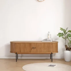 Florence jalousi tv-bord med lameller i eg 138x40x55 cm