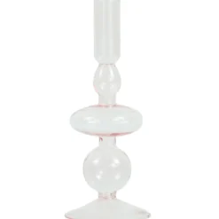 Gracie glas lysestage lyserød 18 cm