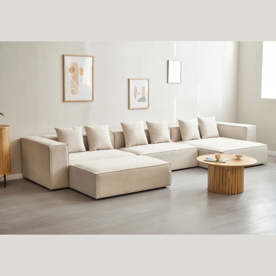 Hailey højre chaiselong modul i beige L: 147 X D: 148 X H: 65 cm