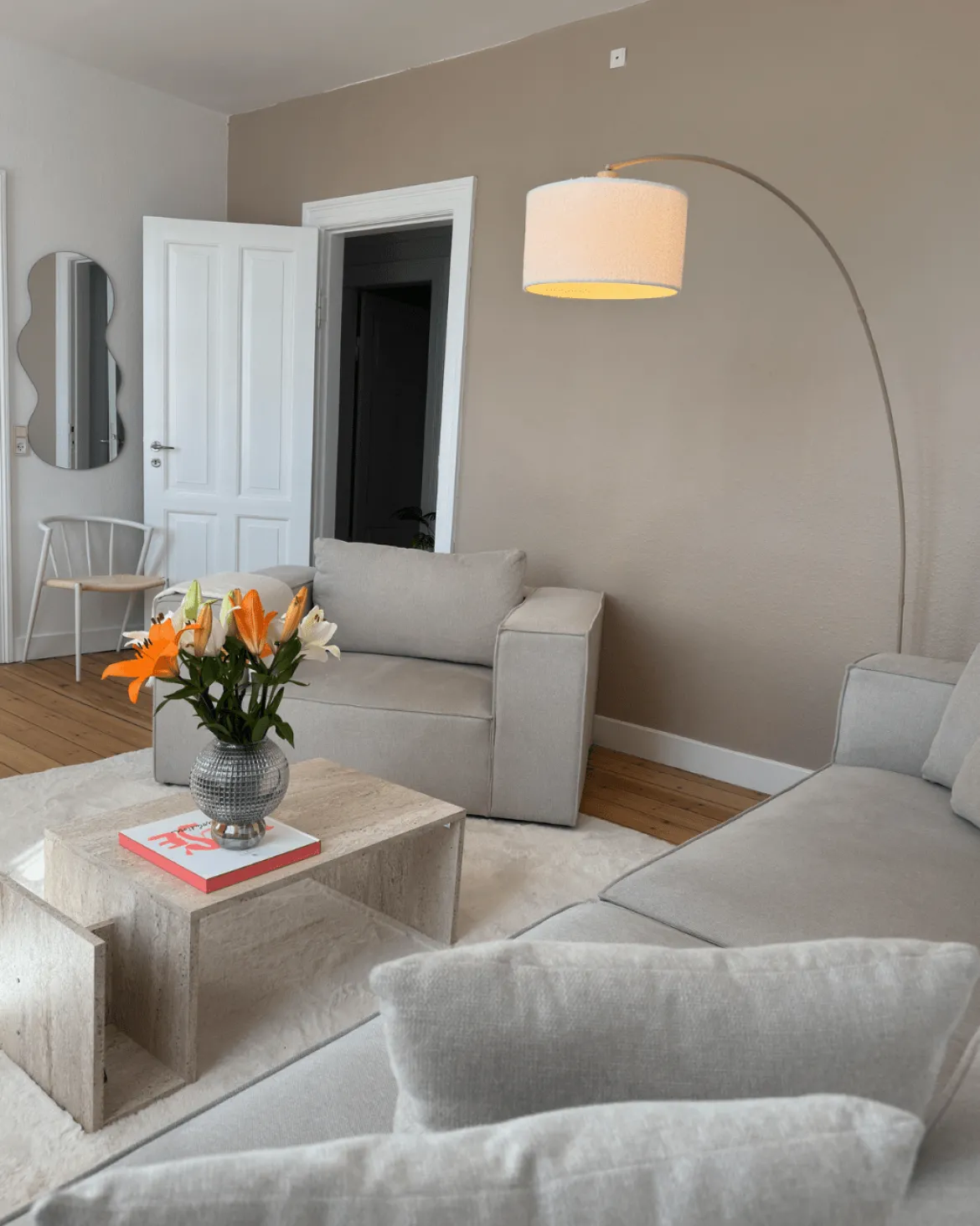 Hailey - Højrevendt chaiselong modulsofa i beige med 3 moduler L: 415 X D: 148 X H: 65 cm