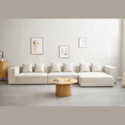 Hailey - Højrevendt chaiselong modulsofa i beige med 3 moduler L: 415 X D: 148 X H: 65 cm
