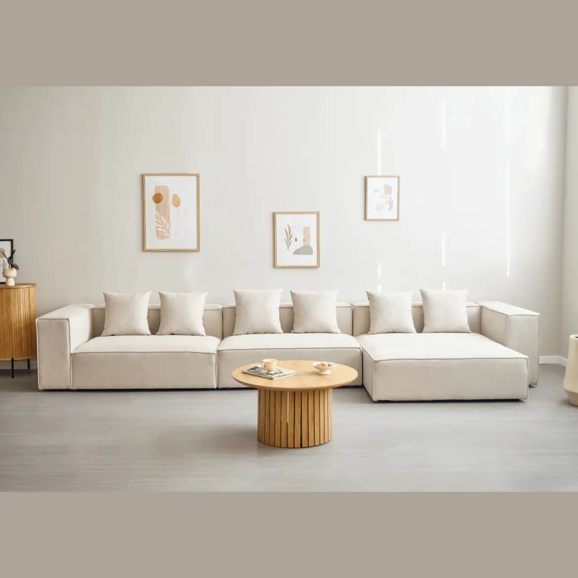 Hailey midtermodul i beige L: 121 X D: 100 X H: 65 cm
