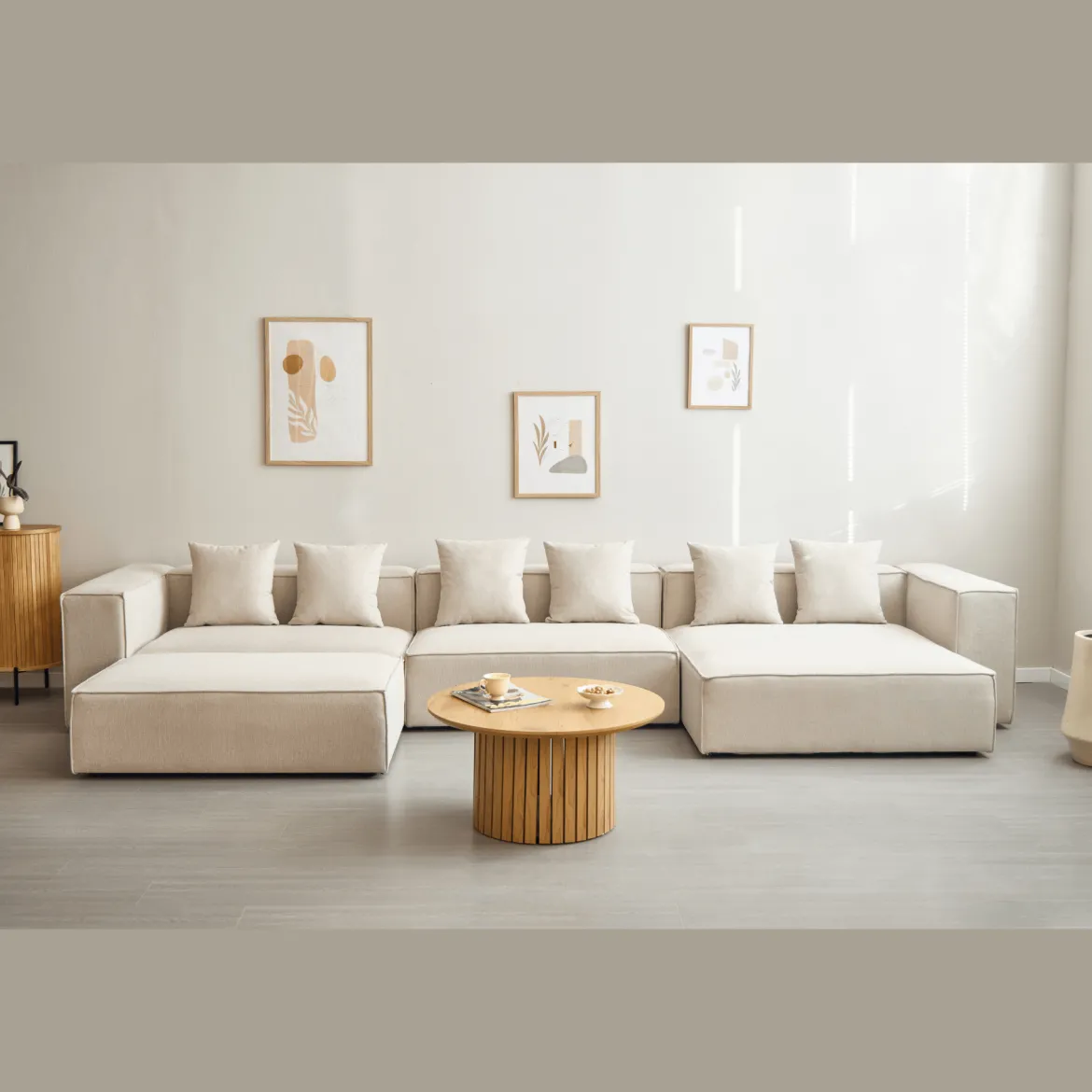 Hailey midtermodul i beige L: 121 X D: 100 X H: 65 cm