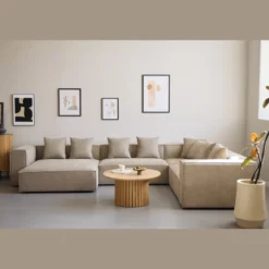 Hailey - U-sofa modulsofa i sand med 4 moduler - Venstrevendt chaiselong L: 368 X D: 247 X H: 65 cm