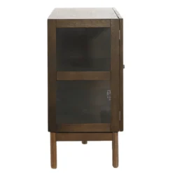 Havana egetræ glas skænk/vitrineskab i røget eg med 3 låger - 80x40x140 cm