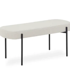 Helena bænk i hvid boucle 100x36x43 cm