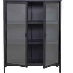 Herman glas skænk/vitrineskab - Sort metal 80x40x105 cm