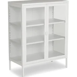 Herman glas skænk/vitrineskab - Hvidt metal 80x40x105 cm