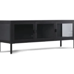 Herman TV bord - Sort metal/glas - 130x40x50 cm