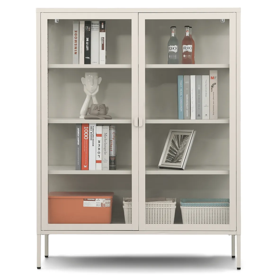Herman Vitrineskab - Beige metal/glas - 110x40x140 cm