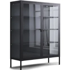 Herman Vitrineskab - Sort metal/glas - 110x40x140 cm