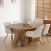 Jenna spisebordstol - beige tekstil med egelook