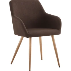 Jenna spisebordstol - brun tekstil med egelook
