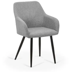 Jenna spisebordstol - grå tekstil med sorte ben