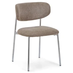 Lucinda spisebodsstol i chrome med sand tekstil