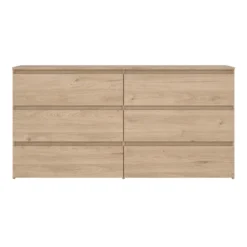 Maise kommode H:70 x B:138 x B:41 cm med 6 skuffer i egelook