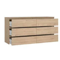 Maise kommode H:70 x B:138 x B:41 cm med 6 skuffer i egelook