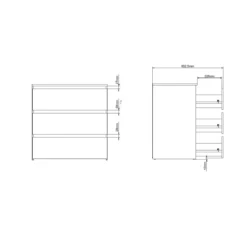 Maise kommode H:70 x B:70 x D:41 cm med 3 skuffer i hvid