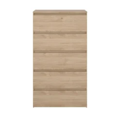Maise kommode H:114 x B:65 x D:41 cm med 5 skuffer i egelook
